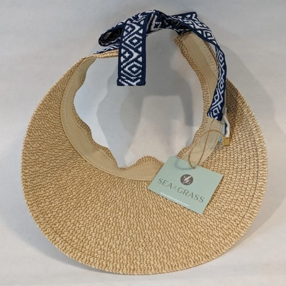 Sea & Grass Packable Straw Visor Womens One Size Beach Vacation Travel Cruise